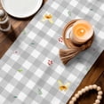 thumbnail image 3 of Easter Gnomes Table Runner 36 Inches, Spring Floral Eggs Flowers Butterflies Gray Plaid Bed Runner Dresser Scarves Tabletop for Indoor Outdoor Parties/Ceremony/Banquet, 13"x 36", 3 of 8