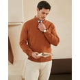 thumbnail image 6 of Kallspin Men's Quarter-Zip Sweater Cotton Mock Neck Knit Long Sleeve Pullover Sweater(Caramel,Large), 6 of 9