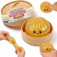 thumbnail image 3 of HZYZ 4" Squishy Dumpling Toys Giant, Galaxy Glitter Mystery Squishy Bun, Dumpling Stress Squeeze Balls with Steamer Box, Stress Relief Sensory Dumpling Squishy Toys for Everyone Anxiety Relief, Gold, 3 of 9