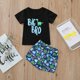 thumbnail image 2 of Traje de dos piezas con estampado de dinosaurio para niños pequeños de verano + pantalones cortos estampados, 2 of 5