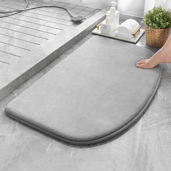LOLIPPYY Grey Non- Bathroom Mat, Soft and Water Absorbent Floor Rug for Bedroom, Bath, and Shower Areas