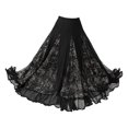 thumbnail image 2 of Falda de baile de salón para mujer, falda española, ropa, vestido de fiesta, falda de danza del vientre Talla M Negro, 2 of 8