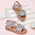 thumbnail image 5 of newwalpole Girls Sandals Summer Flats Dress Sandals Shoes Toddler/Little Kid Silver for Size 10, 5 of 8