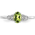 thumbnail image 4 of Solid 14k White Gold Peridot and Diamond Ring - Ring Size 7.0-2.2gm, 4 of 8