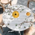 thumbnail image 2 of Bees Branches Round Tablecloth, Fitted Table Cover with Elastic for 55"-60" Round Tables, Farmhouse Spring Botanical Wooden Table Cloth Outdoor Indoor Dinning Party Waterproof Tablecloths, 2 of 7