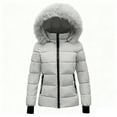 thumbnail image 2 of UQJfacai Girls Quilted Jacket Hooded Padded Winter Coat Casual Outerwear Long Sleeve Zip Up Jacket with Pockets, 2 of 4