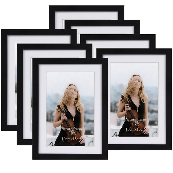 5x7 Picture Frames Set of 7, Black Picture Frame Display 4x6 Picture with Mat or 5x7 Photo Without Mat for Wall or Tabletop