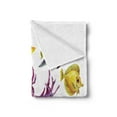 thumbnail image 2 of Ocean Soft Flannel Fleece Throw Blanket, Illustration of Exotic Fish Seaweed Coral Algae and Jellyfish Oceanic Wild Life, Cozy Plush for Indoor and Outdoor Use, 70" x 90", Orange Purple, by Ambesonne, 2 of 5