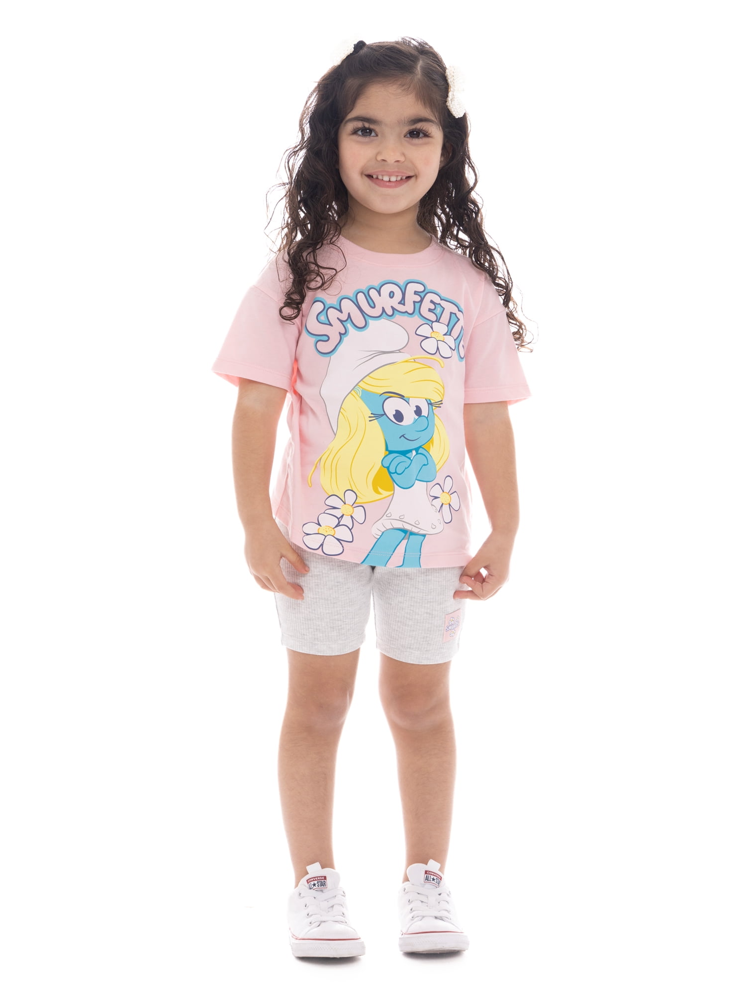 Smurfs Toddler Girls Smurfette Graphic Tee and Bike Shorts Set, 2-Piece, Sizes 2T-5T