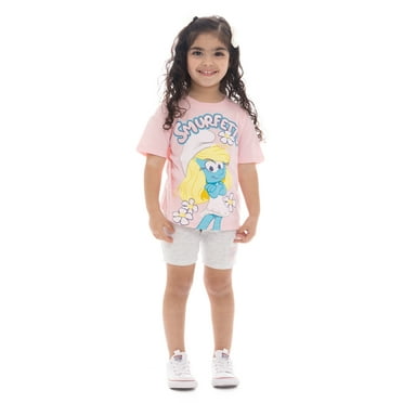 Smurfs Toddler Girls Smurfette Graphic Tee and Bike Shorts Set, 2-Piece, Sizes 2T-5T