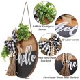 thumbnail image 4 of Hello Welcome Sign Front Door  Rustic Hanging Spring Wreath Hello Door Sign Farmhouse Porch Wood Decor for Summer Fall Home Decor Wall Pediments with Tassel Wood Beaded, 4 of 7