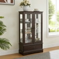 thumbnail image 2 of Lighted Curio Storage Cabinet with 2 Tempered Glass Doors, Collection Display Showcase Cabinet with Adjustable Shelves, Mirrored Back Panel and Drawer for Home, Office, Bulb Included, 2 of 10