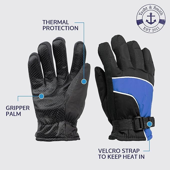 SOCKS'NBULK Kids Ski Glove, Fleece Lined Water Resistant Bulk Kids Winter Gloves (48 PACK ASSORTED)