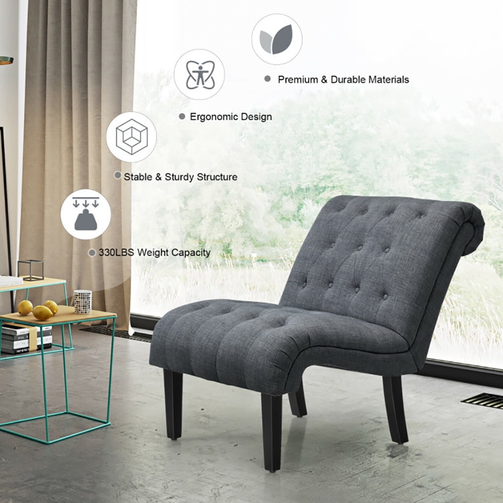 Finihen Armless Accent Chair, Cotton Linen Fabric Armless Accent Chair with Adjustable Foot Pads, for Living Room, Bedroom, Dark Gray Finihen Armless Accent Chair, Cotton Linen Fabric Armless Accent Chair with Adjustable Foot Pads, for Living Room, Bedroom, Dark Gray