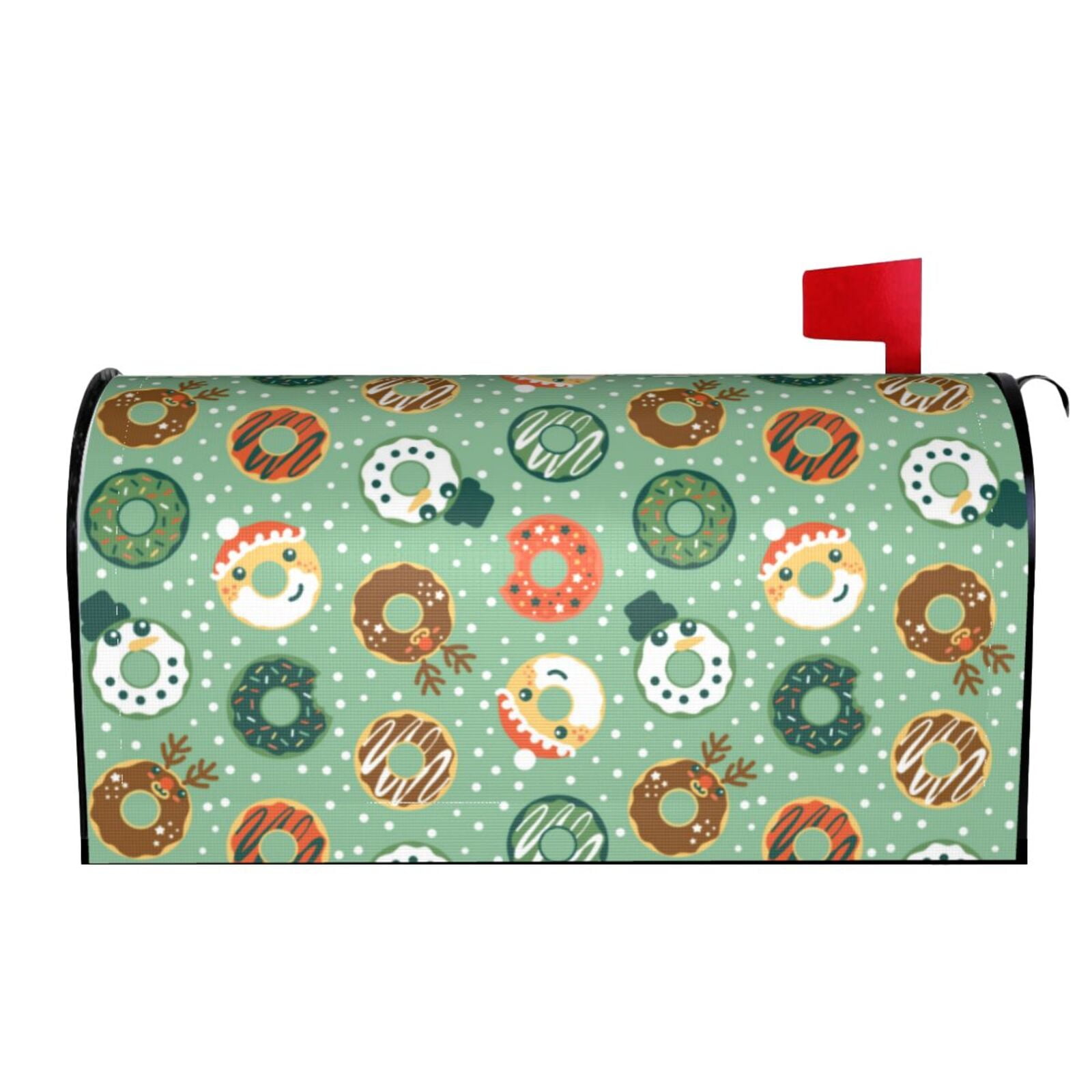 Xecao Christmas Donuts for Mailbox Cover with Magnetic Strips, Waterproof and Sunscreen, Adds a Decorative Touch to Your Garden Yard.