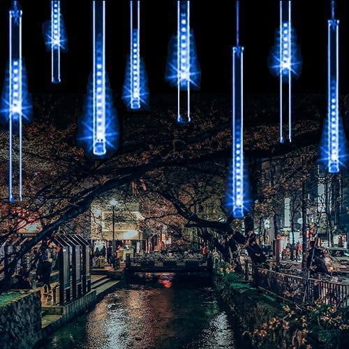 Luces de lluvia de meteoritos mejoradas, cadena de luces navideñas impermeables IP65 con tubos de 30 cm (1 tubo, 24 LED en total) para Navidad, bodas, fiestas, hogar, árbol de Navidad y jardín.