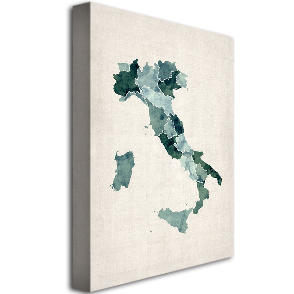 Trademark Art "Italy Watercolor Map" Canvas Art by Michael Tompsett