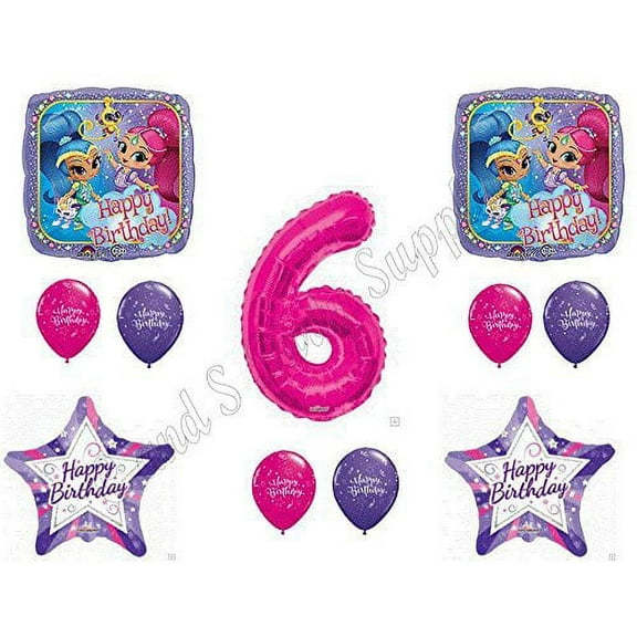 SHIMMER AND SHINE 6th Sixth HAPPY Birthday Party Balloons Decoration Supplies Genie Nick
