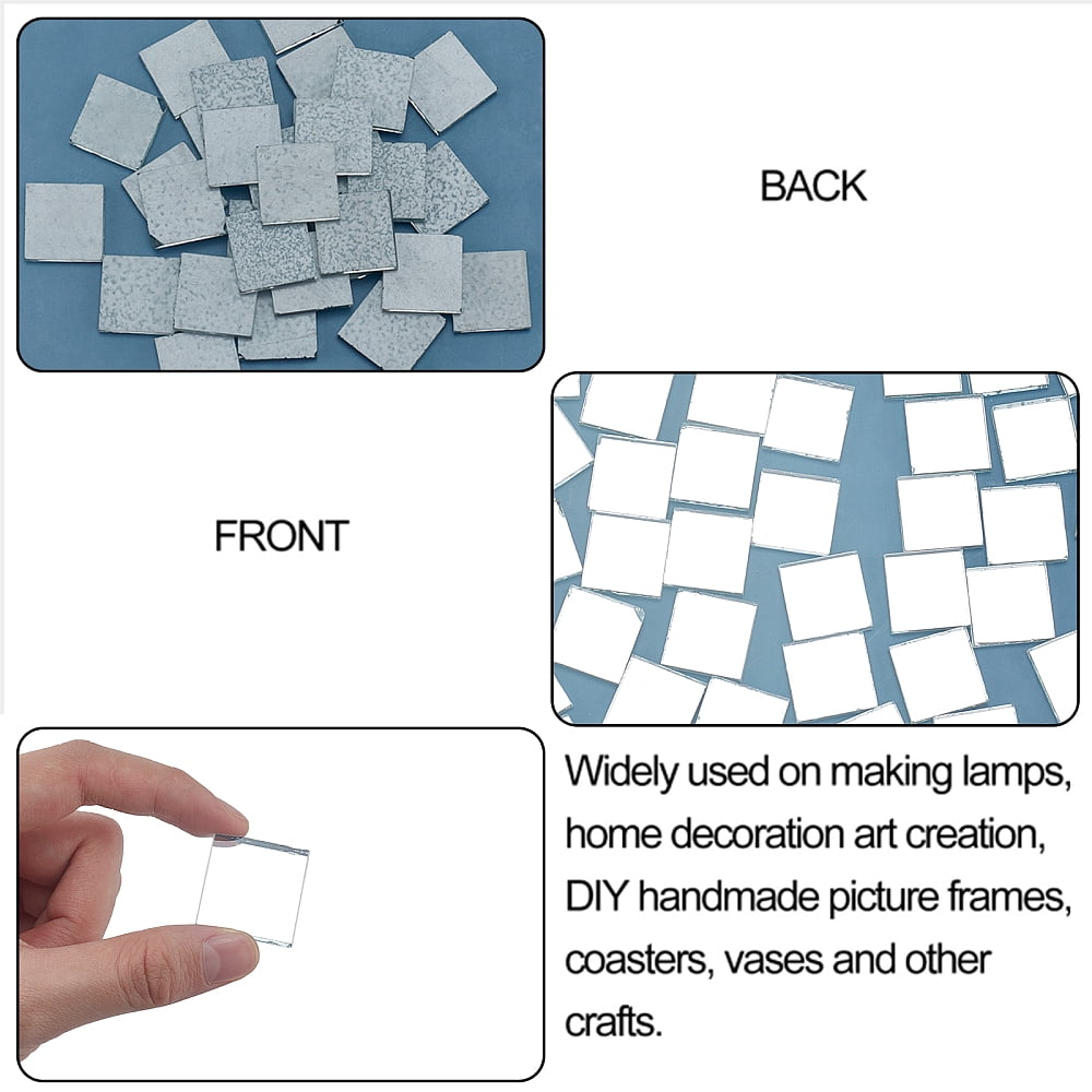 280g 1 inch Square Glass Mirror Tiles Mini Glass Decorative Mosaic Tiles for Home Decoration Crafts Jewelry Making ClearDIY