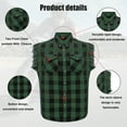 thumbnail image 4 of Dream Apparel Men's Sleeveless Flannel Shirt Black & Green Sleek Design Cotton Shirt Frayed Sleeves, 4 of 7