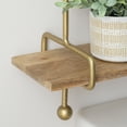 thumbnail image 5 of Wrenn 3-Tier Wall Shelves, Gold Metal with Natural Mango Wood, 5 of 10
