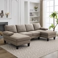 thumbnail image 6 of Anviora Home Sectional Sofa for Living Room, U-Shaped Sofa Couch with Chenille Fabric, 4 Seat Sofa with Double Chaise for Apartment, 6 of 9