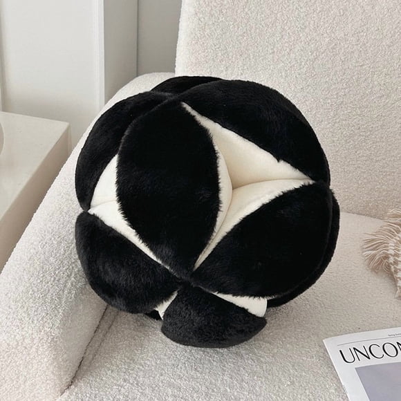 Bamboohart Black Hydrangea Pillow 11.8” Cute Throw Pillow Faux Fur Room Decorative Throw Pillow Ball Shaped Pillow Plush Cushion for Couch Sofa Bedroom