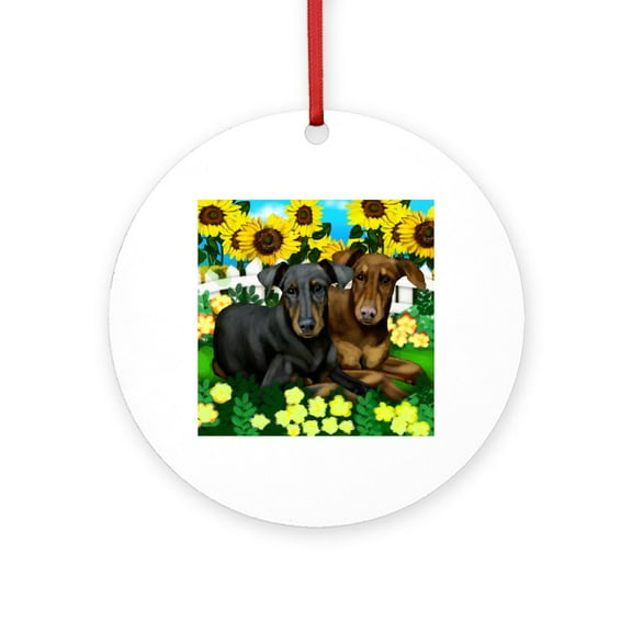 CafePress - Doberman 2 - Round Wood Ornament 4"