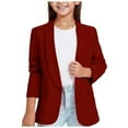 thumbnail image 2 of Gamivast Girls Long Sleeve Shawl Lapel Collar Jacket Open Front Casual Kids Jackets with Pockets Solid Color formal Blazers Suit Jacket for Teens Wine 10-12 Camiseta De Para Niños Clearance, 2 of 7