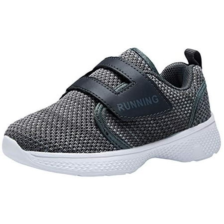 

adituo Toddler/Little Kid Boys Girls Lightweight Breathable Sneakers Strap Athletic Running Walking Sports Shoes Grey Size 7