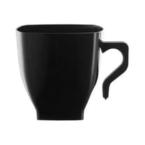 Smarty 8 oz. Black Square Plastic Coffee Mugs 192ct