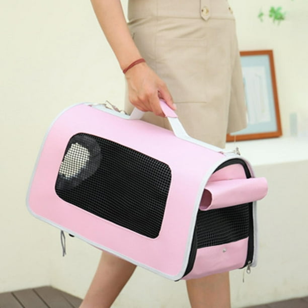 Transportín para gatos, bolsa transpirable para perros, jaula para mascotas de tela Oxford, estuche de transporte ligero para exteriores, senderismo, , Rosado Colco Transportador