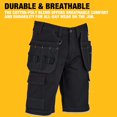 thumbnail image 3 of Pantalones cortos de trabajo DEWALT Protradesman para hombre, color negro, talla 30, 3 of 5