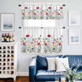 thumbnail image 2 of Spring Floral Kitchen Curtains Valances and Tiers Set of 3 Watercolor Colorful Flowers Wildflower Green Leaf Tier Curtains and Valance with Rod Pocket for Small Windows, 27.5"x24", 2 of 9