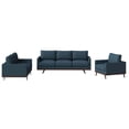 thumbnail image 4 of LeisureMod 3-Piece Sofa Set Upholstered in Leather with Birch Wood Base for Modern Home, Living Room, Offices Chester Collection in Navy Blue, 4 of 8