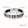 thumbnail image 5 of Men's 316 stainless steel bracelet with black silicone inlaid cross pattern - retro hip-hop style durable metal design, suitable for casual outfits,Silver, 5 of 11
