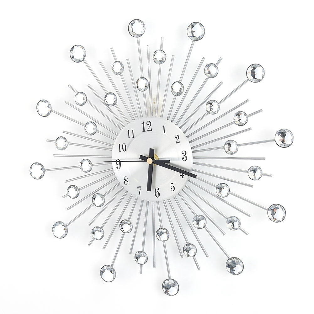 Mgaxyff Fashion Luxury Diamondstudded Metal Wall Clock Living Room