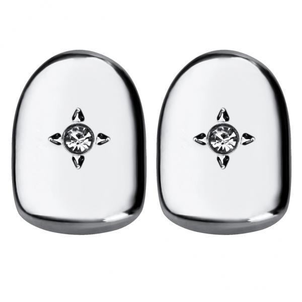 2x2 Piezas 18K Cobre CZ Rapper Boca Caps Dientes Cosplay Plata Fernando Tapas de dientes de boca
