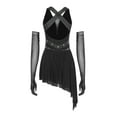 thumbnail image 2 of Lejafay Figure Skating Dress for Women Sparkly Rhinestone Sleeveless Ballet Dance Leotard with Long Gloves Black L, 2 of 7