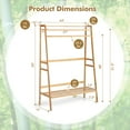thumbnail image 4 of Costway 2-Tier Bamboo Garment Rack Clothing Storage Organizer Coat Hanger w/ Rod & Hooks, 4 of 10