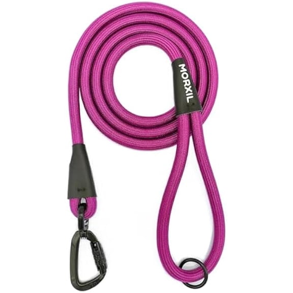 Eryueer Rope Dog Leash, 4 ft Heavy Duty Dog Leash with Aviation Aluminum Auto Locking Carabiner, Strong Nylon Pet Lead for Small, Medium, Large Dogs (Rose Red, 4FT)