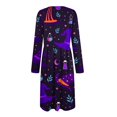 Womens Halloween Dresses Pumpkin Bats Print Dresses Long Sleeve Crew