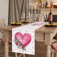 thumbnail image 6 of Valentines Day Cotton Linen Table Runner for Dining Kitchen, Pink Love Hearts Roses Floral Farmhouse Wedding Outdoor Party Tablerunners, Dresser Scarf Coffee Tablecloth Runners 13x108 Inches, 6 of 8