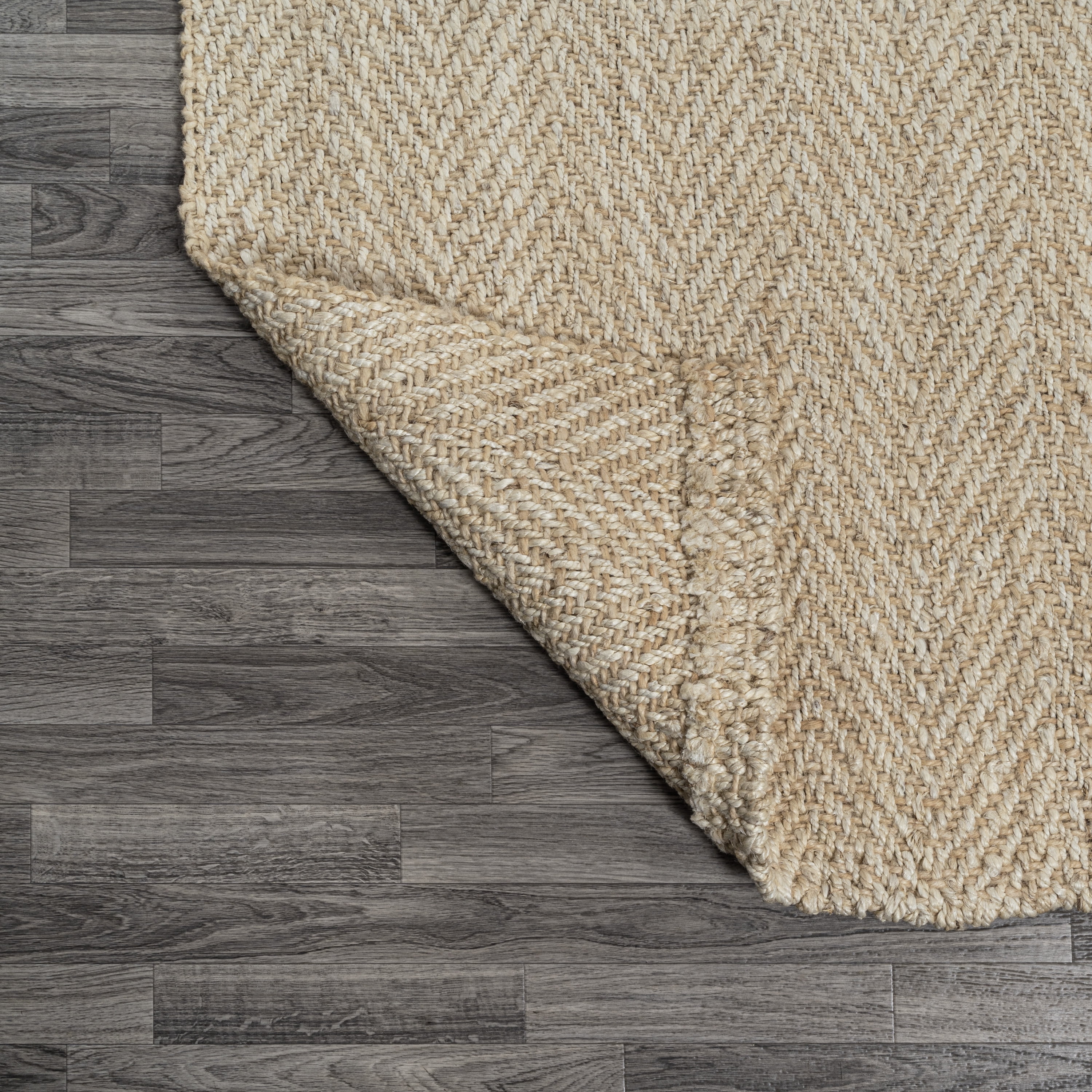 JONATHAN Y NATURAL FIBER 3 x 5 Area Rug, Espina Hand Woven Herringbone Chunky Jute - Ivory, NFR101B-3