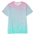 thumbnail image 7 of Dezsed Tie Dye T Shirts for Women Plus Size Summer Funny Print Short Sleeve Tops Round Neck Casual Blouse Light Blue XL, 7 of 7
