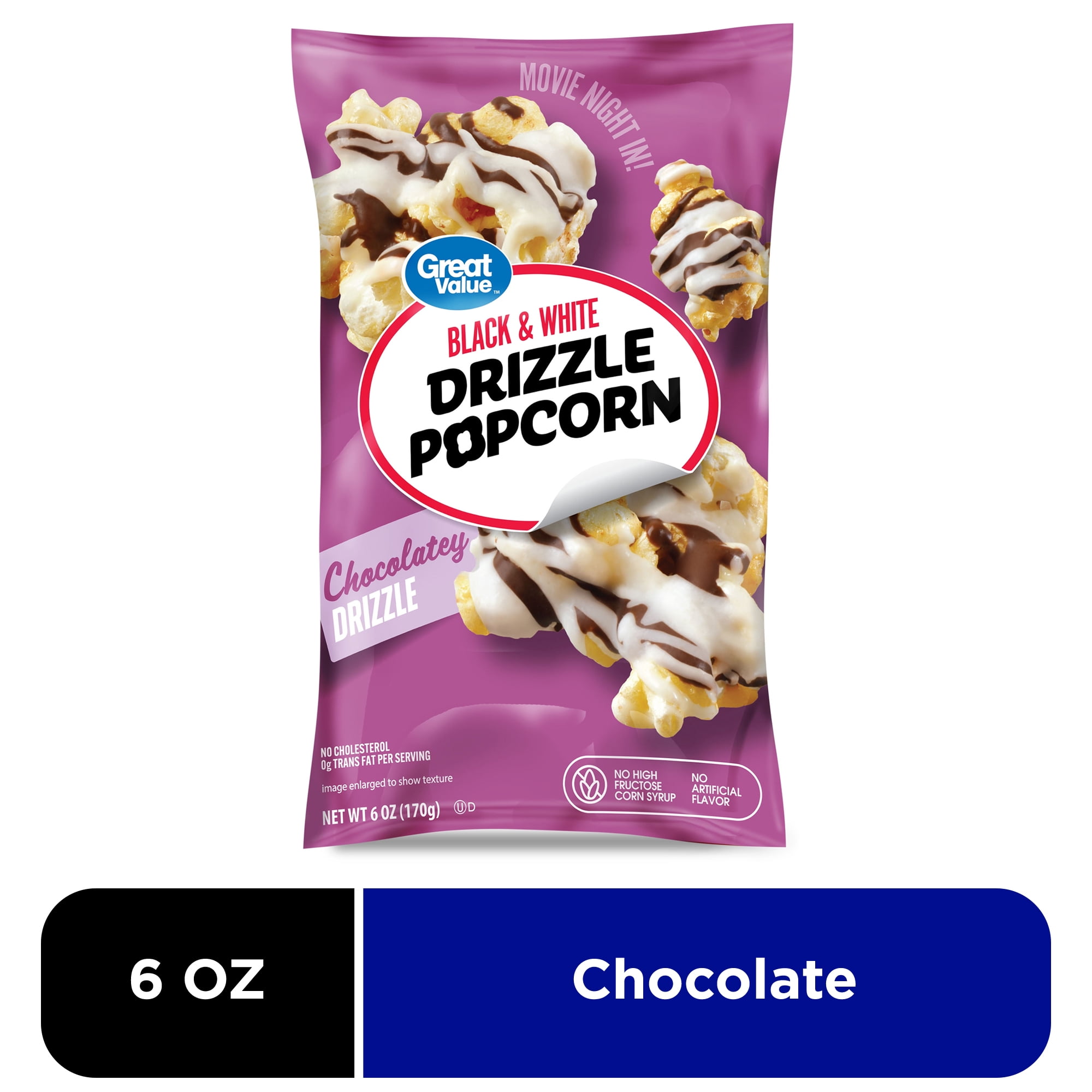 (2 pack) Great Value Black and White Drizzle Popcorn, 6 oz