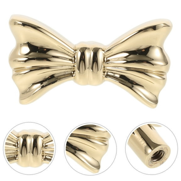WHAMVOX Vintage Brass Bow Drawer Pulls Decorative Cabinet Knobs Kitchen Cabinet Knobs Dresser Drawer Hardware For Dressers Closets Bookcases Golden