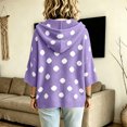 thumbnail image 3 of Womens Polka Dot Hooded Knit Pullover Sweater Drawstring Closure 3/4 Sleeves Batwing Loose Ribbed Cuffs Drop Shoulder Soft Comfy Trendy Winter Tops, 3 of 6