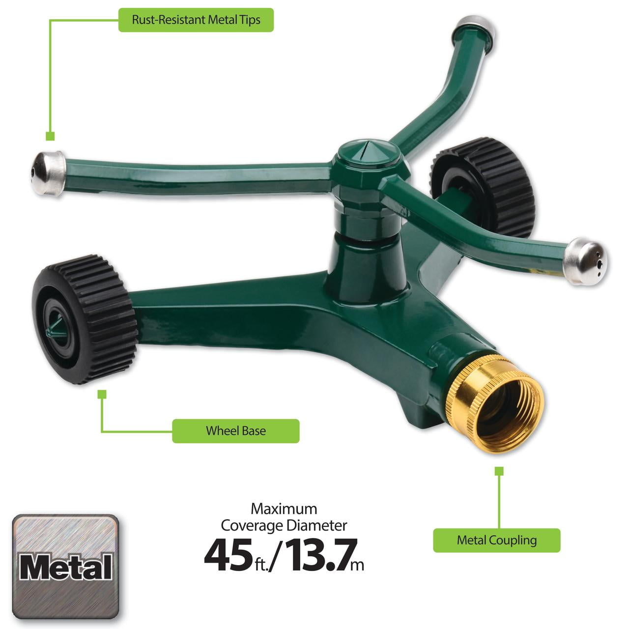 Metal Revolving Sprinkler With Wheeled Base