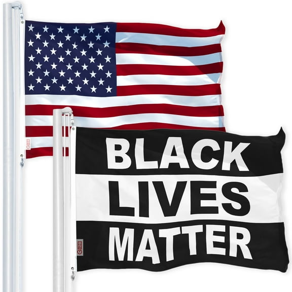 G128 Combo Flag Pack: USA American Flag 3x5 ft 150D Printed Stars & Black Lives Matter (Black/White) Flag 3x5 ft 150D Printed